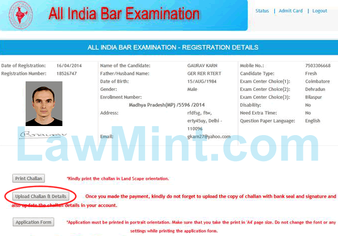 BCI AIBE All India Bar Exam Registration process explained with screenshots