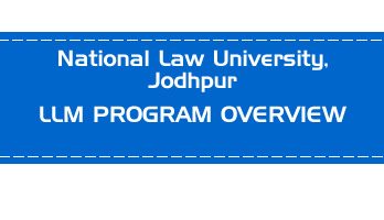 National Law University Jodhpur CLAT LLM PG OVERVIEW LawMint.com