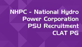NHPC 2020 PSU recruitment CLAT 2020 PG Law Officer E2 notification LawMint