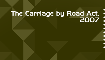 The Carriage by Road Act 2007 Bare Act PDF Download 2