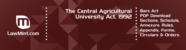 The Central Agricultural University Act 1992 Bare Act PDF Download 2