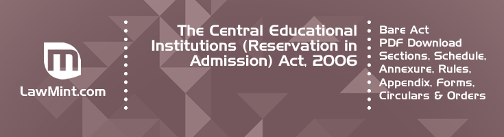 The Central Educational Institutions Reservation in Admission Act 2006 Bare Act PDF Download 2