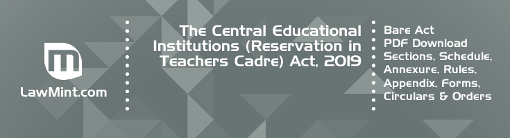 The Central Educational Institutions Reservation in Teachers Cadre Act 2019 Bare Act PDF Download 2