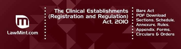 The Clinical Establishments Registration and Regulation Act 2010 Bare Act PDF Download 2