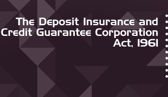 The Deposit Insurance and Credit Guarantee Corporation Act 1961 Bare Act PDF Download 2