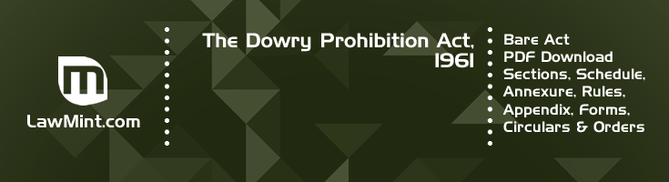 Dowry Prohibition Act 1961 Bare Act PDF Download