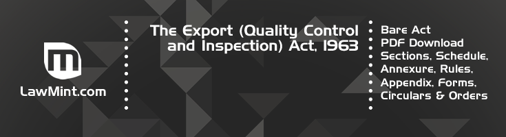 The Export Quality Control and Inspection Act 1963 Bare Act PDF Download 2