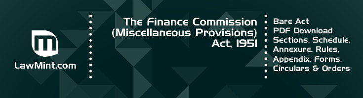 The Finance Commission Miscellaneous Provisions Act 1951 Bare Act PDF Download 2