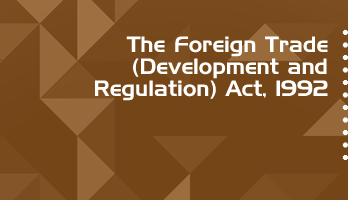 The Foreign Trade Development and Regulation Act 1992 Bare Act PDF Download 2