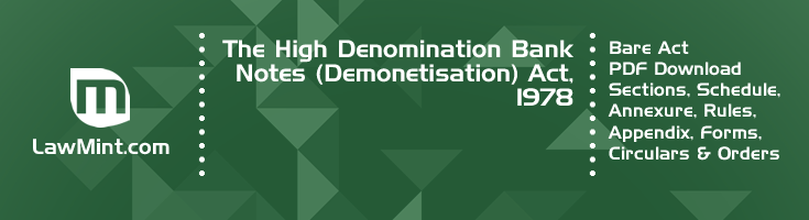 The High Denomination Bank Notes Demonetisation Act 1978 Bare Act PDF Download 2