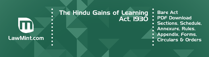 The Hindu Gains of Learning Act 1930 Bare Act PDF Download 2