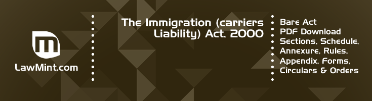 The Immigration carriers Liability Act 2000 Bare Act PDF Download 2