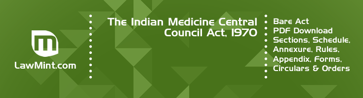 The Indian Medicine Central Council Act 1970 Bare Act PDF Download 2