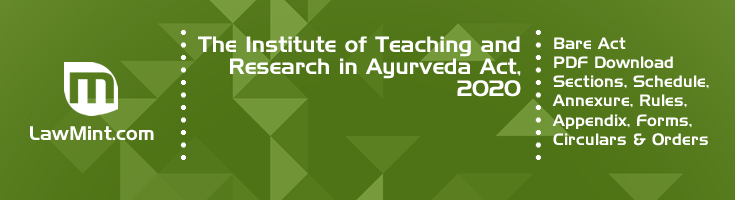 The Institute of Teaching and Research in Ayurveda Act 2020 Bare Act PDF Download 2