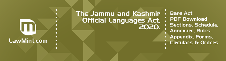 The Jammu and Kashmir Official Languages Act 2020 Bare Act PDF Download 2