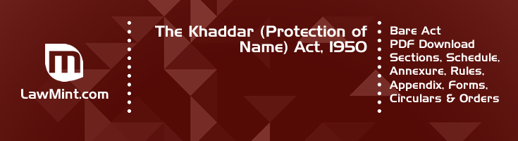 The Khaddar Protection of Name Act 1950 Bare Act PDF Download 2