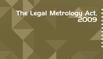 The Legal Metrology Act 2009 Bare Act PDF Download 2