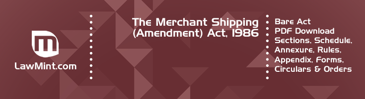 The Merchant Shipping Amendment Act 1986 Bare Act PDF Download 2