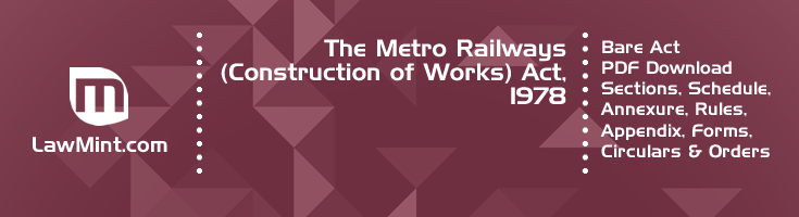 The Metro Railways Construction of Works Act 1978 Bare Act PDF Download 2