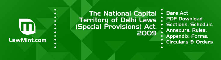 The National Capital Territory of Delhi Laws Special Provisions Act 2009 Bare Act PDF Download 2
