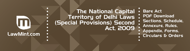 The National Capital Territory of Delhi Laws Special Provisions Second Act 2009 Bare Act PDF Download 2