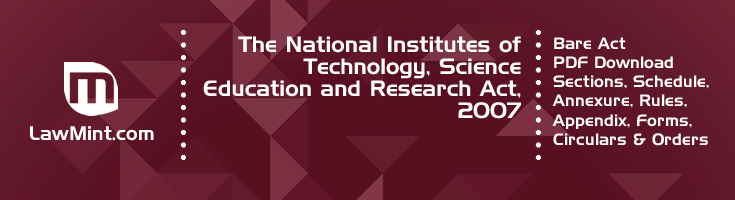 The National Institutes of Technology Science Education and Research Act 2007 Bare Act PDF Download 2