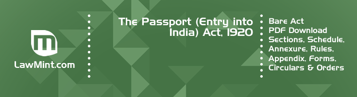 The Passport Entry into India Act 1920 Bare Act PDF Download 2