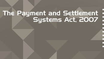 The Payment and Settlement Systems Act 2007 Bare Act PDF Download 2