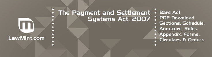 The Payment and Settlement Systems Act 2007 Bare Act PDF Download 2