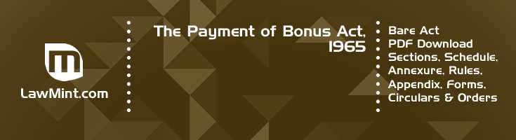 The Payment of Bonus Act 1965 Bare Act PDF Download 2