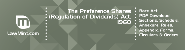 The Preference Shares Regulation of Dividends Act 1960 Bare Act PDF Download 2