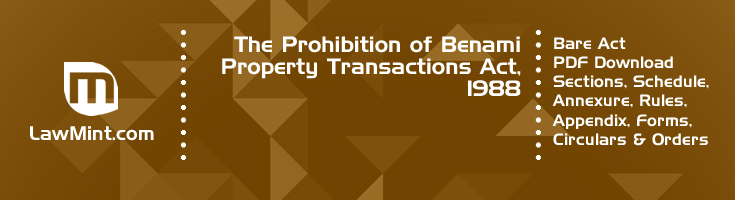 The Prohibition of Benami Property Transactions Act 1988 Bare Act PDF Download 2