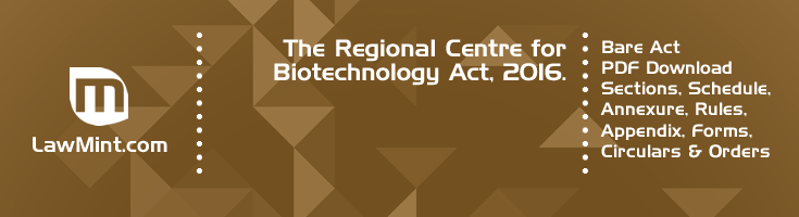 The Regional Centre for Biotechnology Act 2016 Bare Act PDF Download 2