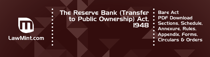 The Reserve Bank Transfer to Public Ownership Act 1948 Bare Act PDF Download 2