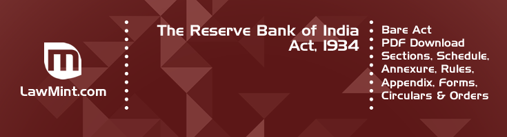 The Reserve Bank of India Act 1934 Bare Act PDF Download 2