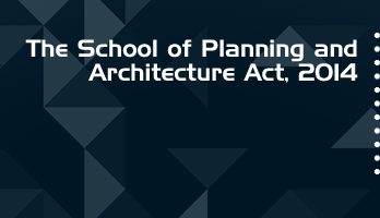 The School of Planning and Architecture Act 2014 Bare Act PDF Download 2