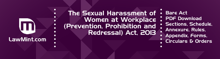 The Sexual Harassment of Women at Workplace Prevention Prohibition and Redressal Act 2013 Bare Act PDF Download 2