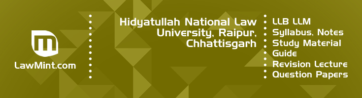 Hidyatullah National Law University LLB LLM Syllabus Revision Notes Study Material Guide Question Papers 1