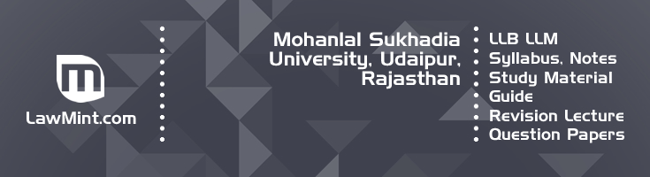 Mohanlal Sukhadia University LLB LLM Syllabus Revision Notes Study Material Guide Question Papers 1