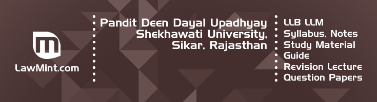 Pandit Deen Dayal Upadhyay Shekhawati University LLB LLM Syllabus Revision Notes Study Material Guide Question Papers 1