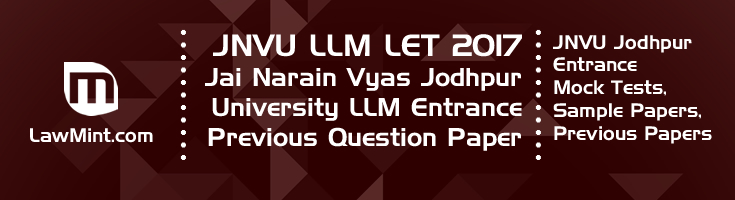 JNVU Jodhpur University LLM Entrance 2017 Previous Question Paper Mock Test Model Paper Series