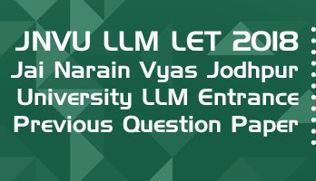 JNVU Jodhpur University LLM Entrance 2018 Previous Question Paper Mock Test Model Paper Series