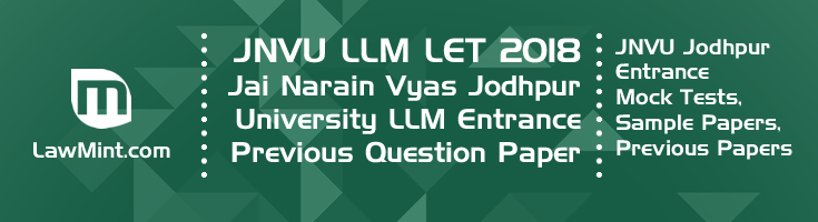 JNVU Jodhpur University LLM Entrance 2018 Previous Question Paper Mock Test Model Paper Series