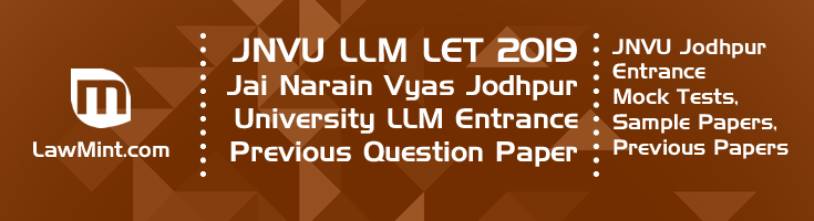 JNVU Jodhpur University LLM Entrance 2019 Previous Question Paper Mock Test Model Paper Series