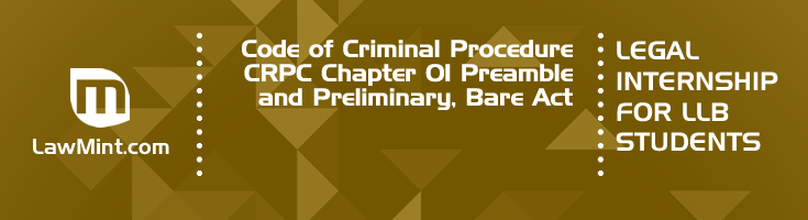 Code of Criminal Procedure CRPC Chapter 01 Preamble and Preliminary Bare Act