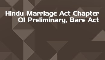 Hindu Marriage Act Chapter 01 Preliminary Bare Act