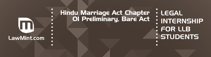 Hindu Marriage Act Chapter 01 Preliminary Bare Act