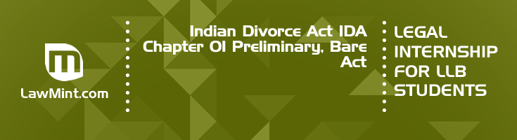 Indian Divorce Act IDA Chapter 01 Preliminary Bare Act