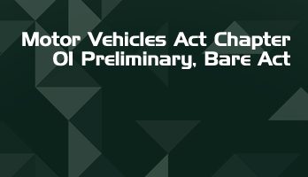 Motor Vehicles Act Chapter 01 Preliminary Bare Act